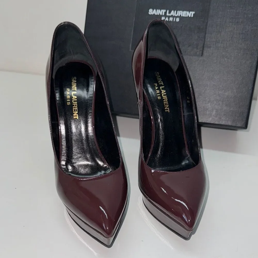 🔥Saint Laurent Paris  Blown Heels Elegant Design Sz 8 USA 38eu New in box - Picture 2 of 10